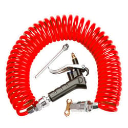 Boeray Heavy Duty Truck Air Duster Blow Gun Cleaning with 9 Meter Long Coil and 2 interchangeable nozzle tips- Red Air Seat Blow Gun Kit