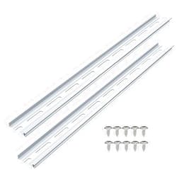 VAMRONE 2 Piece Aluminum DIN Rails, 12 Inch Long, 35mm Wide, 7.5mm High, Top Hat Slotted DIN Rail with RoHS, Extra Premium Screws Included for Hardware Components Mounting