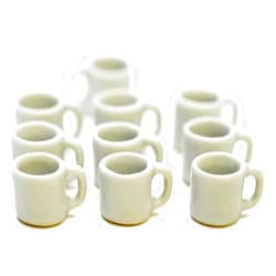 Buy Easy 10 White Gray Ceramic Coffee Mug Tea Cup Size 1 X 1.5 cm Dollhouse Miniatures Food Kitchen Docoration
