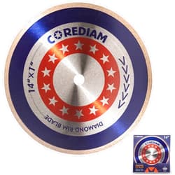 COREDIAM 14 Inch Diamond Blade, Continuous Rim Diamond Saw Blade with 10mm segment height for Tile Saw Machine, Cutting Porcelain and Ceramic Tile, Marble, Wet Cutting, 1