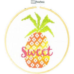 Dimensions Learn-A-Craft Sweet Pineapple Counted Cross Stitch Kit for Beginners, 6''