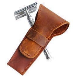 CHELURE Tuzech Leather Safety Razor Case, Shaving Accessories, Personal Care Essentials, Handmade :: Bourbon Brown