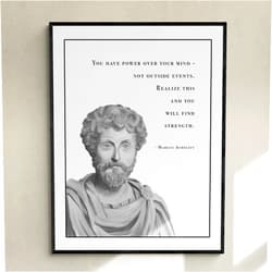 MAXFOUNDRY Marcus Aurelius Portrait & Quote Art Print, Philosophy Gift for Stoic, Motivational Gift Words of Wisdom, Positive Affirmation, Stoicism Art 11x14 / 27x35 cm