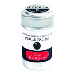 Jacques Herbin Herbin Fountain Pen Ink - 1 tin of 6 cartridges - Perle Noire