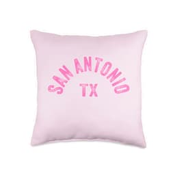 San Antonio Pink Boutique Texas Fun & Pink Themed San Antonio Pink Throw Pillow, 16x16, Multicolor