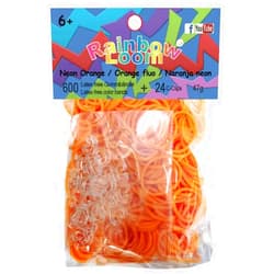 Rainbow Loom Latex Free Rubber Band Refill + C-clips - Neon Orange