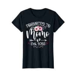 Promoted To Momo 2025 Funny Mother's day Tee Promoted To Momo 2025 Mother's Day Soon To Be Mom Pregnancy T-Shirt