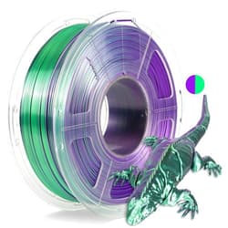 JAYO Silk PLA Filament 1.75mm Dual Colors Purple Green, Coextrusion Dual Color 3D Printer Filament, Shiny Multicolor Change, 1.1kg Spool(2.4lbs), Accuracy +/- 0.02mm for Most FDM 3D Printers