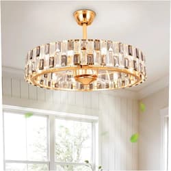BvenuBigLite Chandelier Ceiling Fan with Light: 30 Inch Modern Ceiling Fan with Remote 6 Speed 12-Light Reversible - Gold Fandelier Ceiling Fans for Low Profile Bedroom
