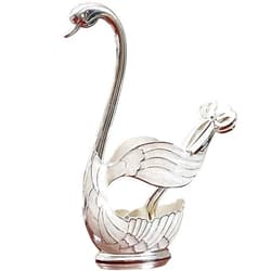 QIRMIZI Decorative Gold Swan Base Holder with 6pcs Coffee Spoon Set - Creative Dessert Spoons,Silver