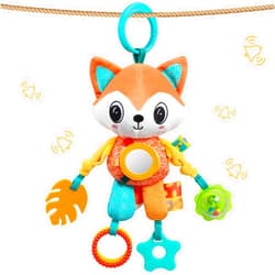 PEFOOK Baby Hanging Toys for Carseat Crib Stroller Gym, Baby Toys 0-6-12-18 Months,Fox Toy with Teether Rattle & Tummy Time Mirror, Sensory Toys, Boy Girl Gifts
