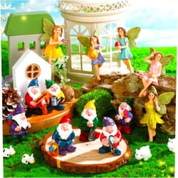 Geetery 47 Pcs Garden Accessories Garden Kit Miniature Fairies Gnome Figurines House Animals Cute Tiny Mushroom Mini Pond Bridge Micro Landscape Terrarium Ornaments for Home Garden