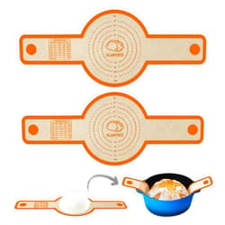 PLAPITATE Silicone Bread Sling for Dutch Oven Liner, Non Stick 2 PCS, Easy Clean Reusable Silicone Baking Mat with Long Handles, Easy to Transfer Sourdough Bread, Orange