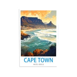 HeyBox Cape Town South Africa Vintage Travel Posters 12x18inch(30x45cm) Canvas Prints Wall Art Paintings for Home Office Living Room Decor