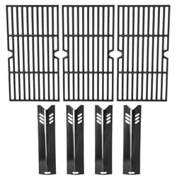 Hipoilk Grill Replacement Parts for Dyna Glo DGF493BNP, DGB494SPB, Backyard BY13-101-001-12, Uniflame GBC1343WP-U, Heat Plates Tents and Cast Iron Grill Grates Replacement for Dyna-Glo 4 Burner