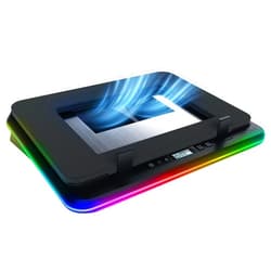 KLIM Turbofrost - Gaming Laptop Cooling Pad - 4 Powerful Turbo Fans up to 16000 RPM, Laptop Cooler 2 Power Modes USB-C/DC, Dynamic RGB, 4-Ports USB, Sealed Foam for Fast Cooling for Laptops up to 17in