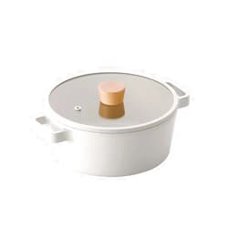 Neoflam FIKA 2.7QT Ivory IH Stock Pot with Glass Lid, Impact Induction Heating (22cm / 8.7