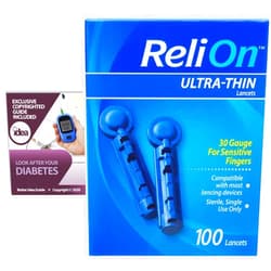 Idea Shop USA ReliOn Ultra-Thin Lancets, 30-Gauge, for Sensitive Fingers, 100 Ct Bundle with Exclusive 