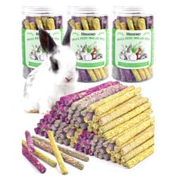 Bissap 108PCS Rabbit Chew Sticks, Mixed Natural Flower Rose Chrysanthemum and Forget-me-not Chew Toys Treats for Rabbit Bunny Chinchilla Guinea Pig Hamster and Other Small Animals Molar Snacks