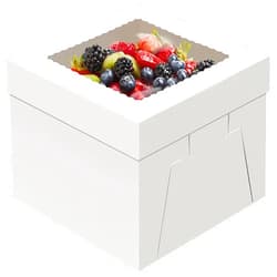 WINKIO 12x12x8 inch Cake Boxes, 4 Pack Cake Boxes with Window, White Cake Boxes, Disposable Bakery Boxes for Cake Cookies Pies Cupcakes Pastry