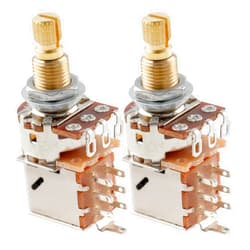 Musiclily Pro Brass Full Metric Sized Push/Pull Guitar Pots A500K Audio Taper Potentiometers for Electric Guitar (Set of 2)