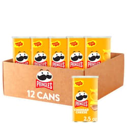 Pringles Potato Crisps Chips, Lunch Snacks, Office and Kids Snacks, Grab N' Go, Cheddar Cheese (12 Cans)