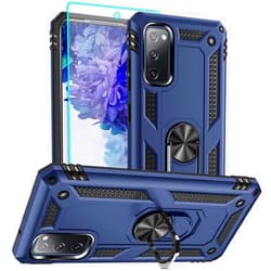 Aozuoton for Samsung Galaxy S20 FE Case, Samsung S20 FE Case with HD Screen Protector, [Military Grade 16ft. Drop Tested] Ring Shockproof Protective Phone Case for Samsung Galaxy S20 FE,Blue