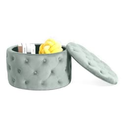Homebeez Round Velvet Storage Ottoman, Button Tufted Footrest Stool Coffee Table for Living Room,24.8