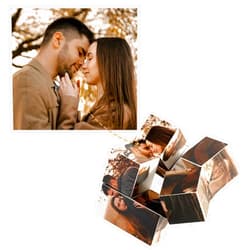 DOLPHIN CUSTOM Customizable Infinity Photo Cube, Memory Couple photo cube, Anniversary surprise gifts,Birthday Unique Gift For Boyfriend,Couples photo gift