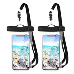 QUOKJHGP 2PCS Black Waterproof Phone Pouch Set - Cell Phone Cases & Covers Dry Bags Basic Cases Bundle with Lanyard - Cruising Essentials Lis Compatible, Beige