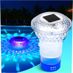 ORAPXI Solar Pool Chlorine Floater with Colorful Lights Floating Pool Chlorine Dispenser, Button Control Chlorine Holder, Adjustable Release Chlorinator for Pool, Spa, Hot Tub