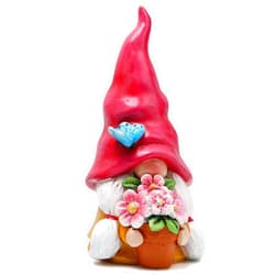 Hodao Spring Gnome Decoration Flower Gnomes Ornaments Decor Gifts Summer Gnomes Figurines Spring Gnomes for Garden Decor Spring Sculptures Gifts for Outdoor Decor for Mom, Grandma (Red)