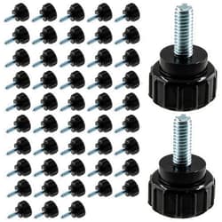 BokWin 50 Pcs Round Knurled Threaded Screws,M4x10mm Black Carbon Steel Thumbscrew for Monitor Computer Machinery