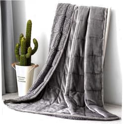 Topblan Sherpa Fleece Weighted Blanket 15lbs Queen Size, Uniformed Color with Fuzzy Fleece and Shaggy Sherpa to Help with Better Sleep, 60x80 inches, Grey