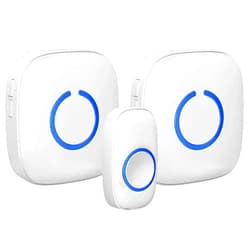 SadoTech Wireless Doorbells for Home, Apartments, Businesses, Classrooms, etc. - 1 Door Bell Ringer & 2 Plug-In Chime Receiver, Battery Operated, Easy-to-Use, Wireless Doorbell w/LED Flash, White