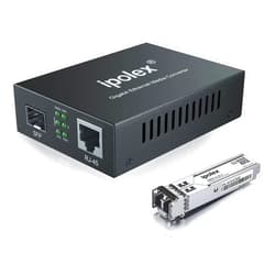 Ipolex Gigabit Multi-Mode LC Fiber to Ethernet Media Converter with A SFP SX Module, 1.25G Fiber to Copper RJ45 Media Converter, 1000Base-SX to 10/100/1000Base-TX, MMF, Transmission up to 550 meters/1804 ft