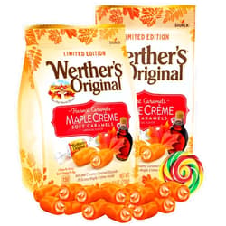 Needzo Werther's Original Limited Edition Harvest Soft Caramel Candies, Maple Crème Filled Chewy Candy, Sharable Size Bags, Pack of 2, 7.4 Ounces Each