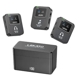 LEKATO Wireless in-Ear Monitor MS-20 Charging, 30H Battery Life with Box, 2.4G IEM System 1Transmitter 2 Receivers Auto-Pairing,OTG Support,One to More, in-Ear Monitoring for Studio,Live,Singer,Band