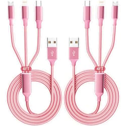 IDISON Multi Charging Cable(2Pack 4FT), 3 in 1 Charging Cable Nylon Braided USB Multi Charger Cable Universal USB Cable with Type C/Micro/IP Port for Most Cell Phones & Pads