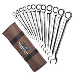 GEARYTE Ratcheting Wrenches - 12-Piece Ratchet Wrench Set Metric, Durable Speed Wrench Set 8-19mm, Made from Chrome Vanadium Steel, 72-Point, Includes Roll Up Case