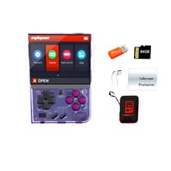HANHIBR Miyoo Mini Plus Handheld Game Console 3.5 inch Classic System Retro Video Games Consoles Portable Rechargeable Hand Held 64G with Case Purple