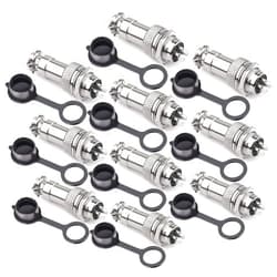 DIYhz GX16 4 Pins Panel Metal Mount Circular Metal Aviation Connector Adapter Male Female Plug Socket with Waterproof Cap (10 Pcs)