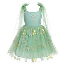 IBTOM CASTLE Toddler Baby Flower Girl Dress Sleeveless Floral Embroidered Tulle Dresses for Wedding Birthday Pageant