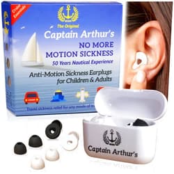1972 THE ORIGINAL CAPTAIN ARTHUR'S No More Motion Sickness Earplugs by Captain Arthur for Adults & Kids – Anti Nausea Seasickness Relief – Sea Sickness Travel Sickness & Car Sickness Prevention Cruise Ship Essentials