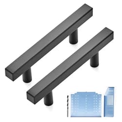 Ravinte 20 Pack Black Cabinet Pulls 3inch Matte Black Cabinet Handles Kitchen Pulls for Cabinets with Drill Mounting Template 5in Overall Length