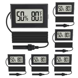 DORHEA 6Pcs Mini Digital Thermometer Hygrometer Gauge Indoor with Probe Sensor LCD Display Meter Temperature Humidity Fahrenheit Meter for Incubator Reptile Plant Tank Garden ℉