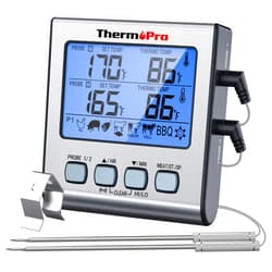 ThermoPro TP17 Dual Probe Digital Cooking Meat Thermometer Large LCD Backlight Food Grill Thermometer with Timer Mode for Smoker Kitchen Oven BBQ, Silver