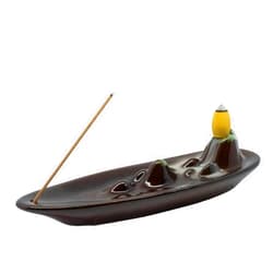 Joi-Fun Ceramic Incense Burner Incense Holder Ash Catche - Xmas Cone Backflow Incense Sticks Stand Smoke Fountain, Creative Ornament for Aromatherapy/Yoga/Home Office Decor (A)