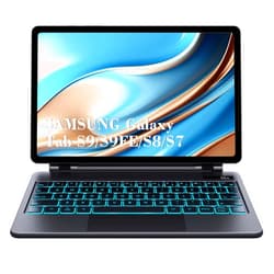 Chesona Magic-Style Keyboard Case for Samsung Galaxy Tab S9 FE 5G 10.9'', S9/S8/S7 11'', Floating Cantilever Magnetic Stand, LED Backlit & Smart Touchpad, Pencil Holder & Visible Battery Screen, Black