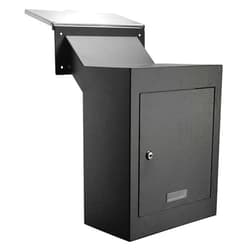Metateel Through The Wall Drop Box,Mail Drop Box,Adjustable Chute,Deposit Drop Box Code Lock,Rainproof and Anti Phishing Design Wall Mount Mailbox for Letters, Rents,Checks & Keys,Home & Office,Black